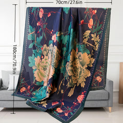 Floral Silk Scarf with Belt Lightweight & Versatile Perfect Gift