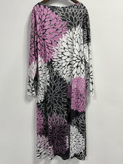  Boho Dress Women's Plus Allover Print Long Sleeve Button Decor