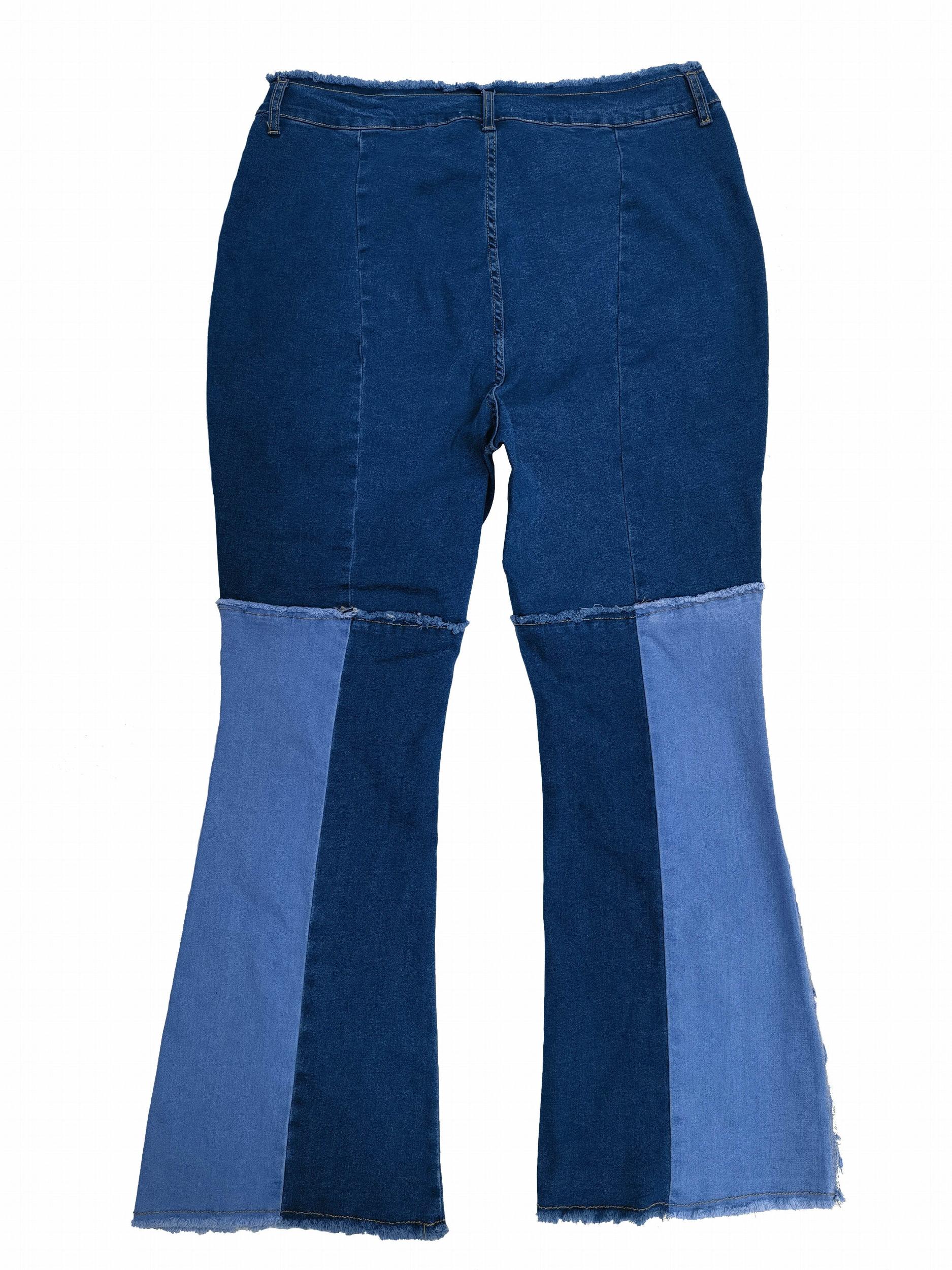  Colorblock Raw Trim Flared Leg Jeans