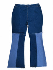  Colorblock Raw Trim Flared Leg Jeans