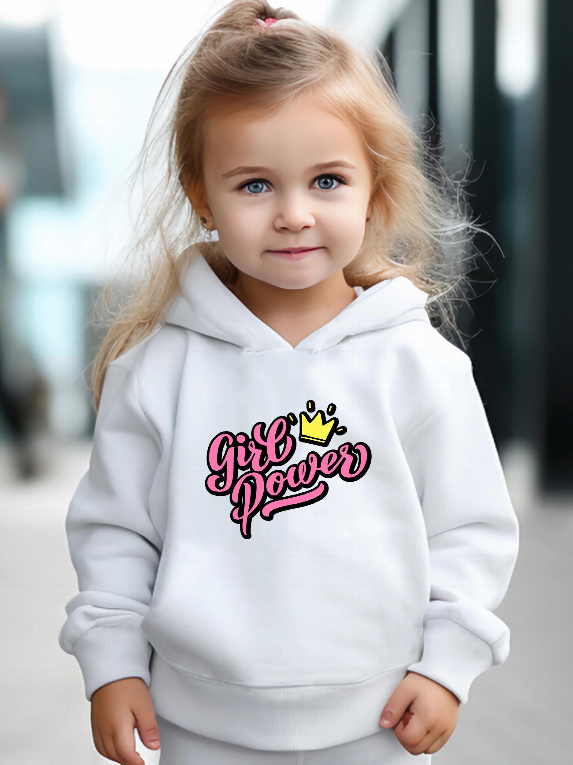 Girls Crown Pattern Hooded Sweatshirt & Sweatpants Set