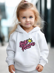 Girls Crown Pattern Hooded Sweatshirt & Sweatpants Set