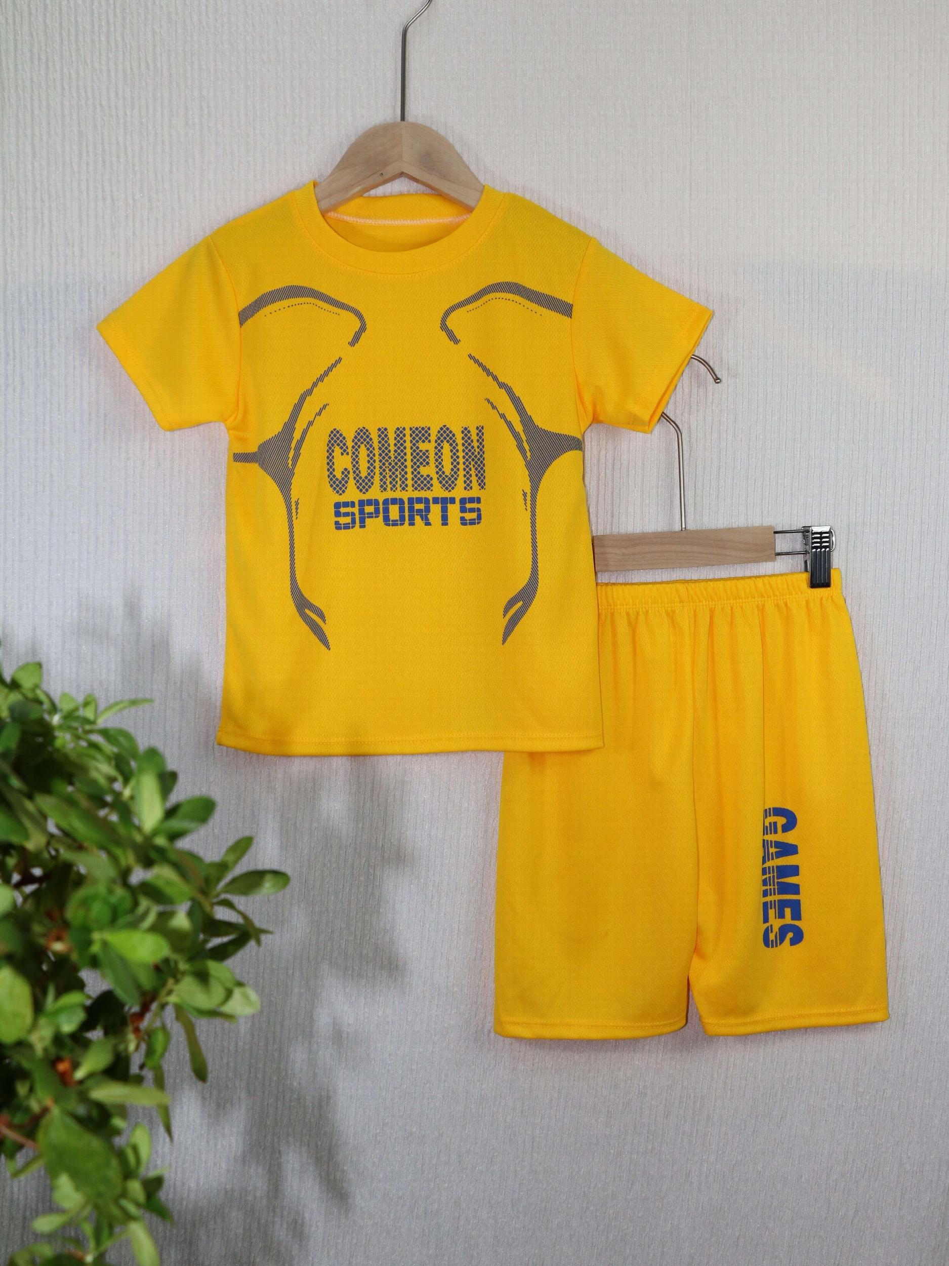 Boy's Sporty Style Outfit 2pcs T shirt & Shorts Set For Summer