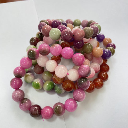 12MM Colorful Tourmaline Plum Blossom Jade Crystal Beads