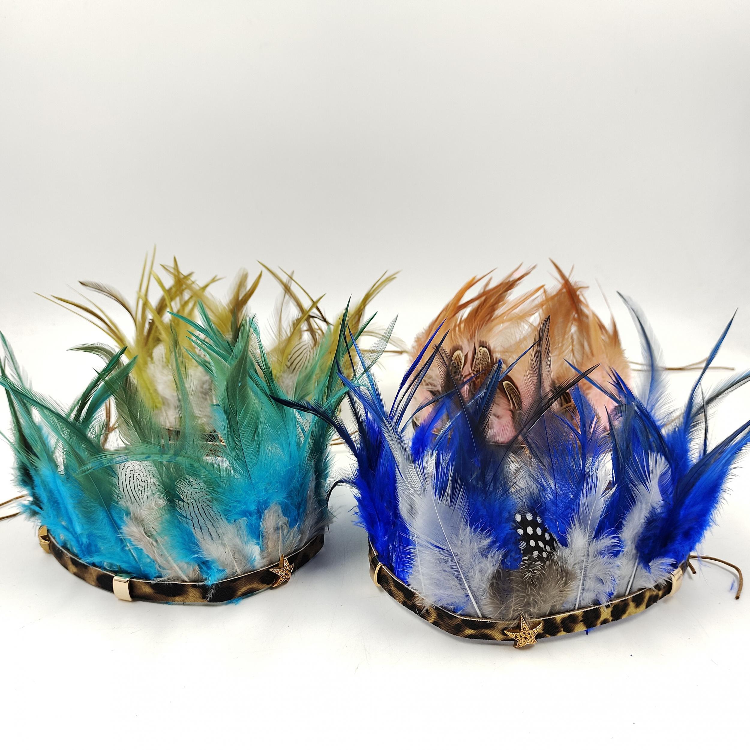 Adjustable Headband with Feathers Star Accents