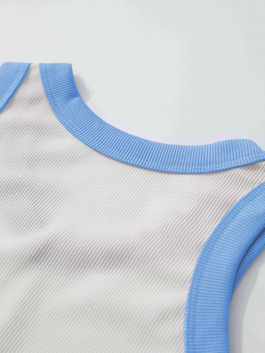 Women's Sports Tank Top Contrast Binding Casual Sleeveless Top