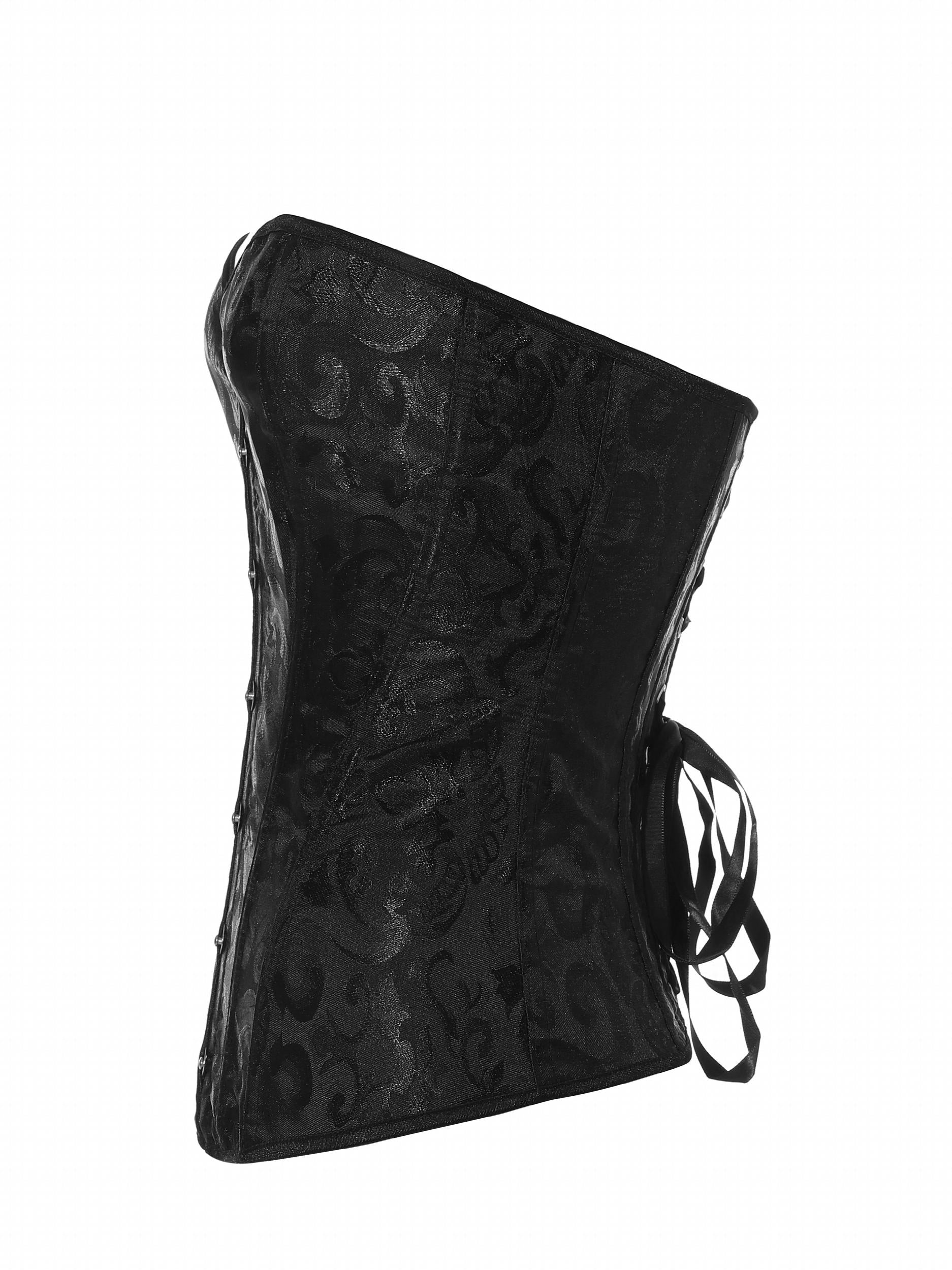 Jacquard Strapless Corset Bustier Tummy Control Lace Up Slimmer Body Shaper