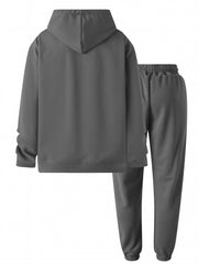 Men's Sports Suit Chest Pattern Hooded Jacket & Drawstring Pants
