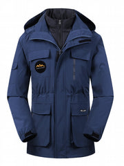 Waterproof Plus Size Hooded Ski Jacket with Detachable Down Liner