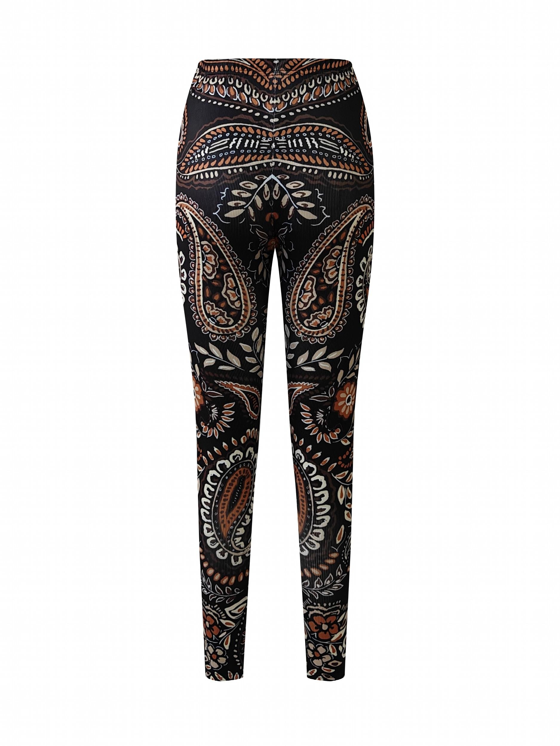 Paisley Print Yoga Workout Pants High Stretch Running Sports Fitness Leggings