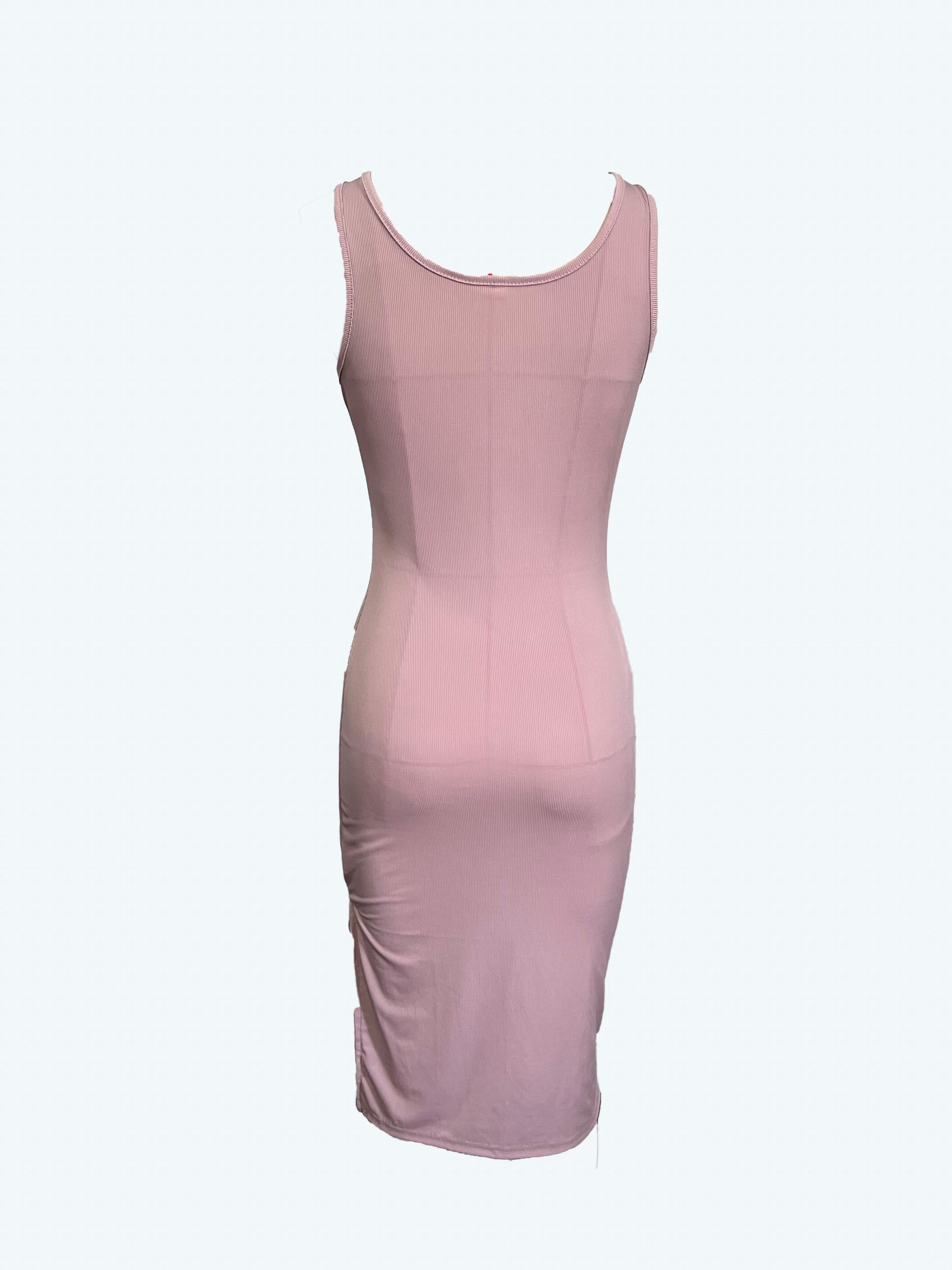 Solid Split Tank Dress Sexy Squared Neck Sleeveless Dress