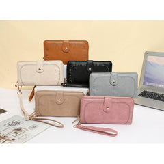 Minimalist Hollow Long Wallet Solid Coin Purse Zipper Around Card Case