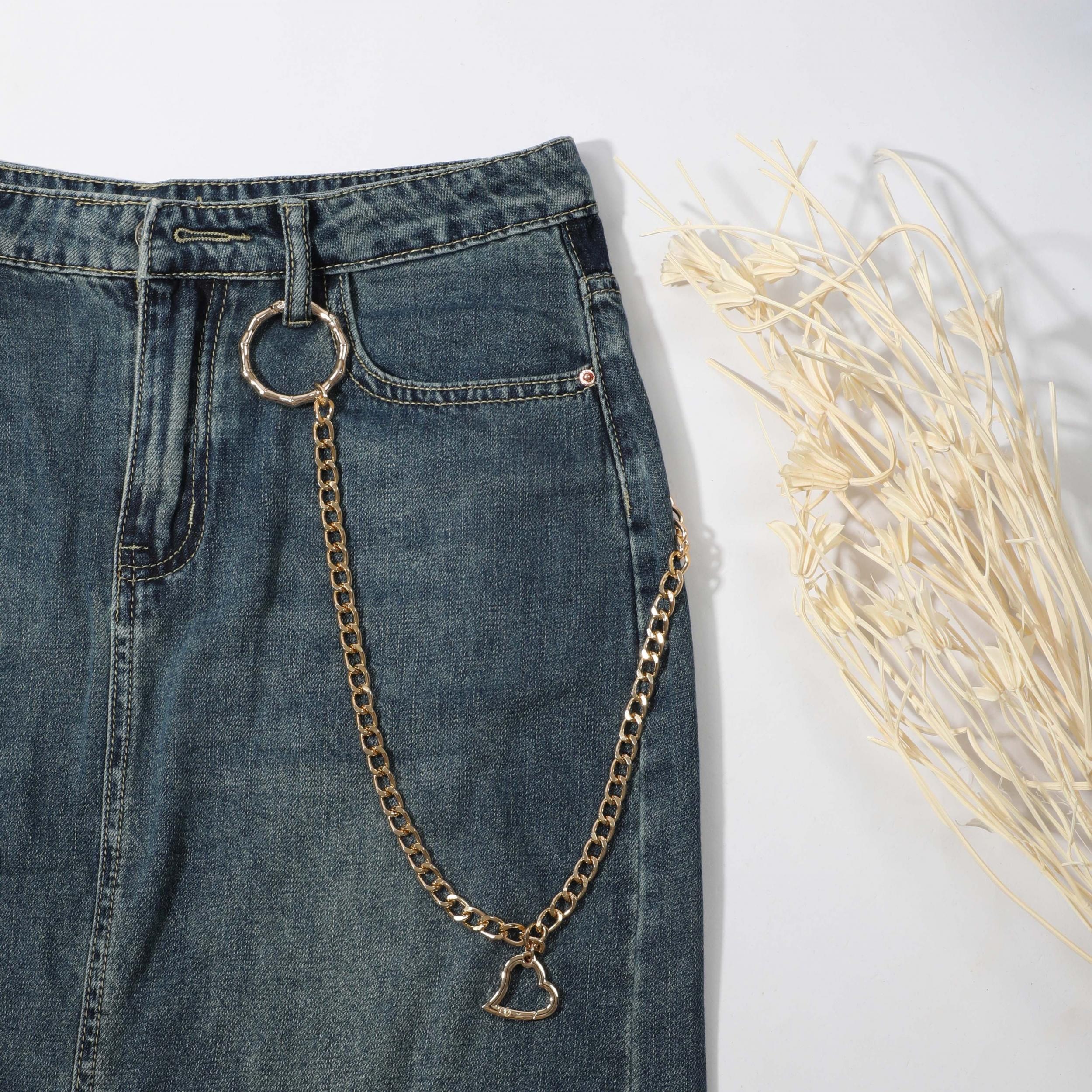 Men's Bamboo Circle Love Pants Chain Belt Direction