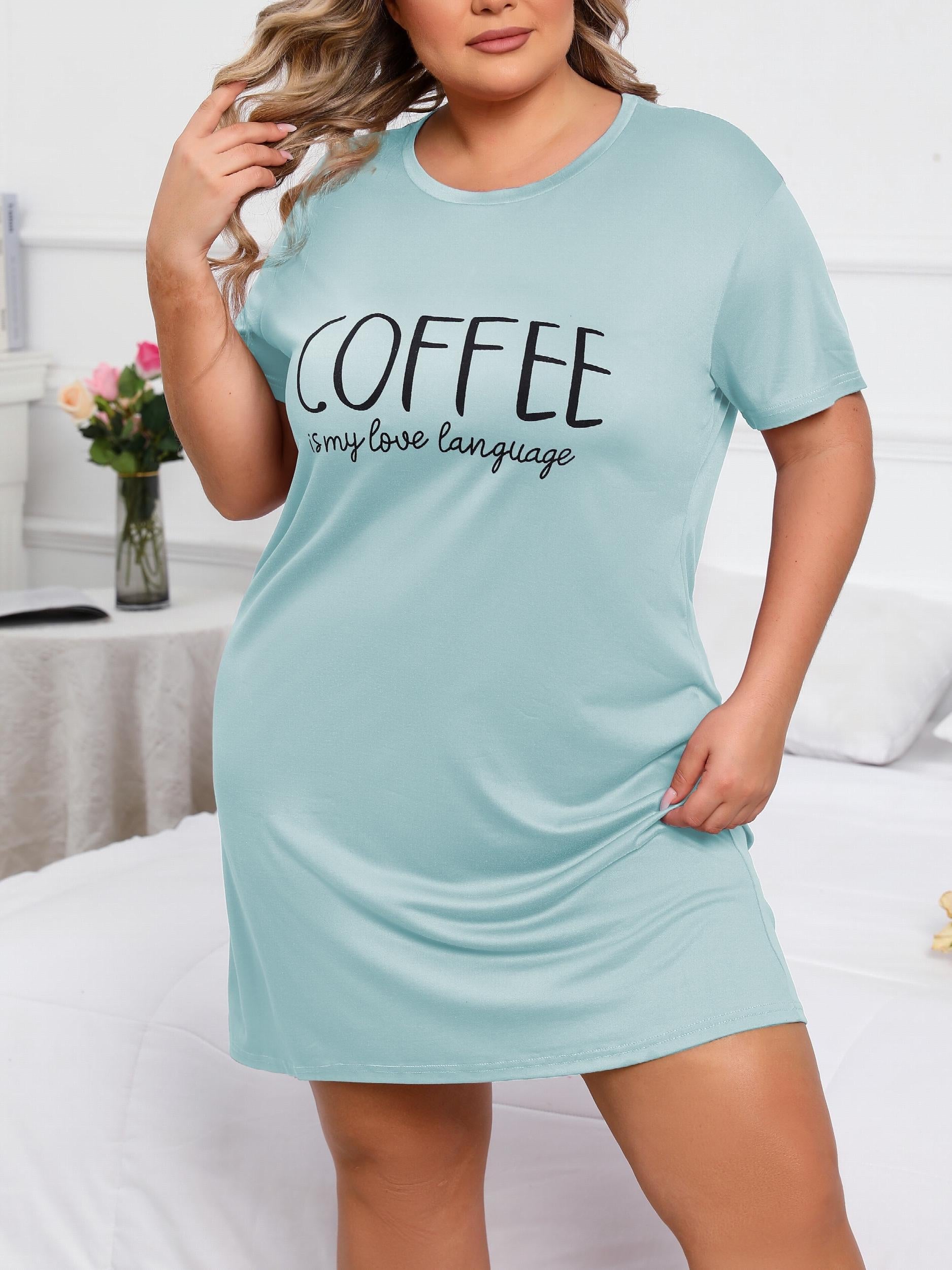  Letter Print Short Sleeve Nightdress