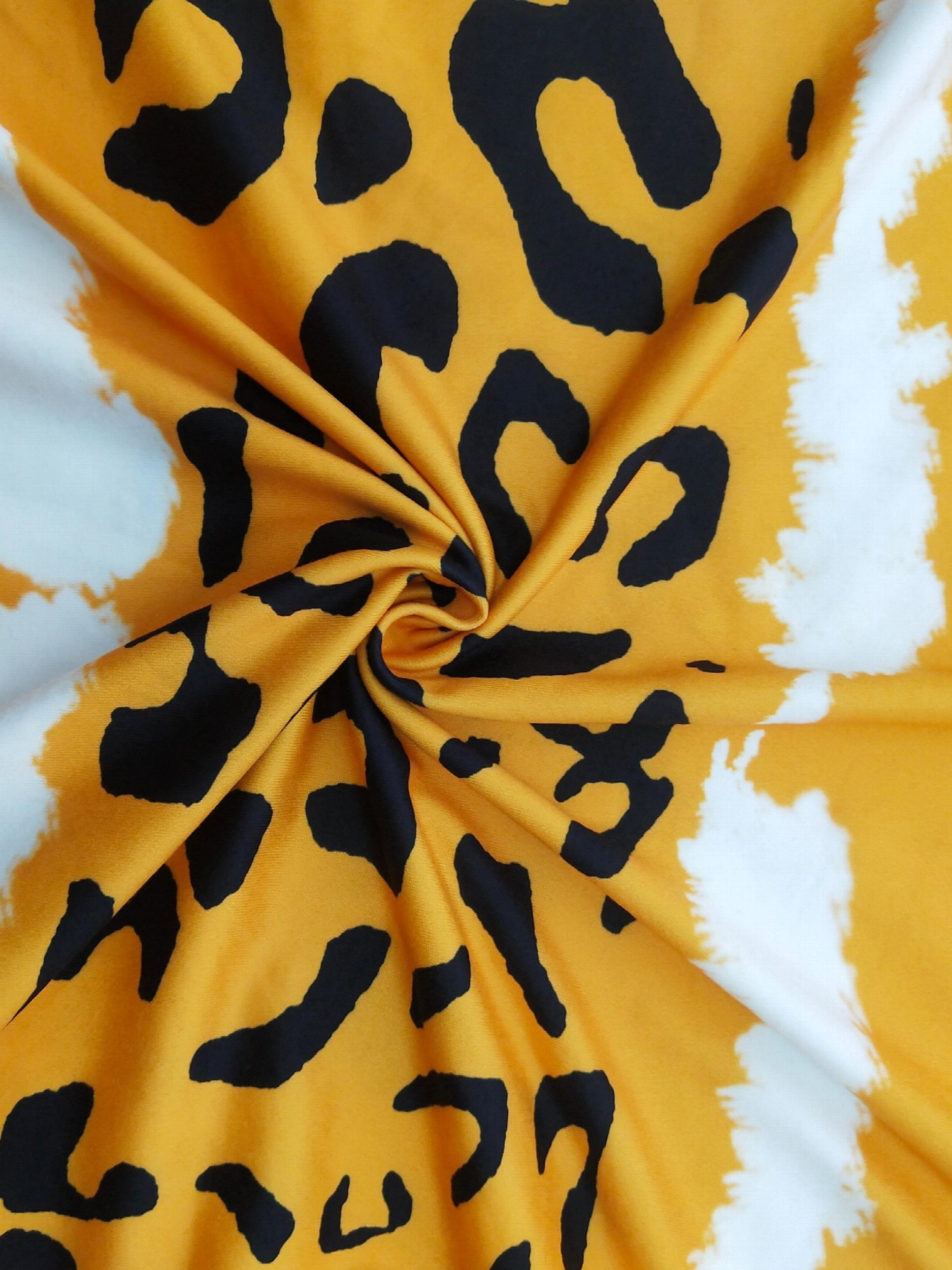  Colorblock Leopard Print Long Sleeve V Neck Dress