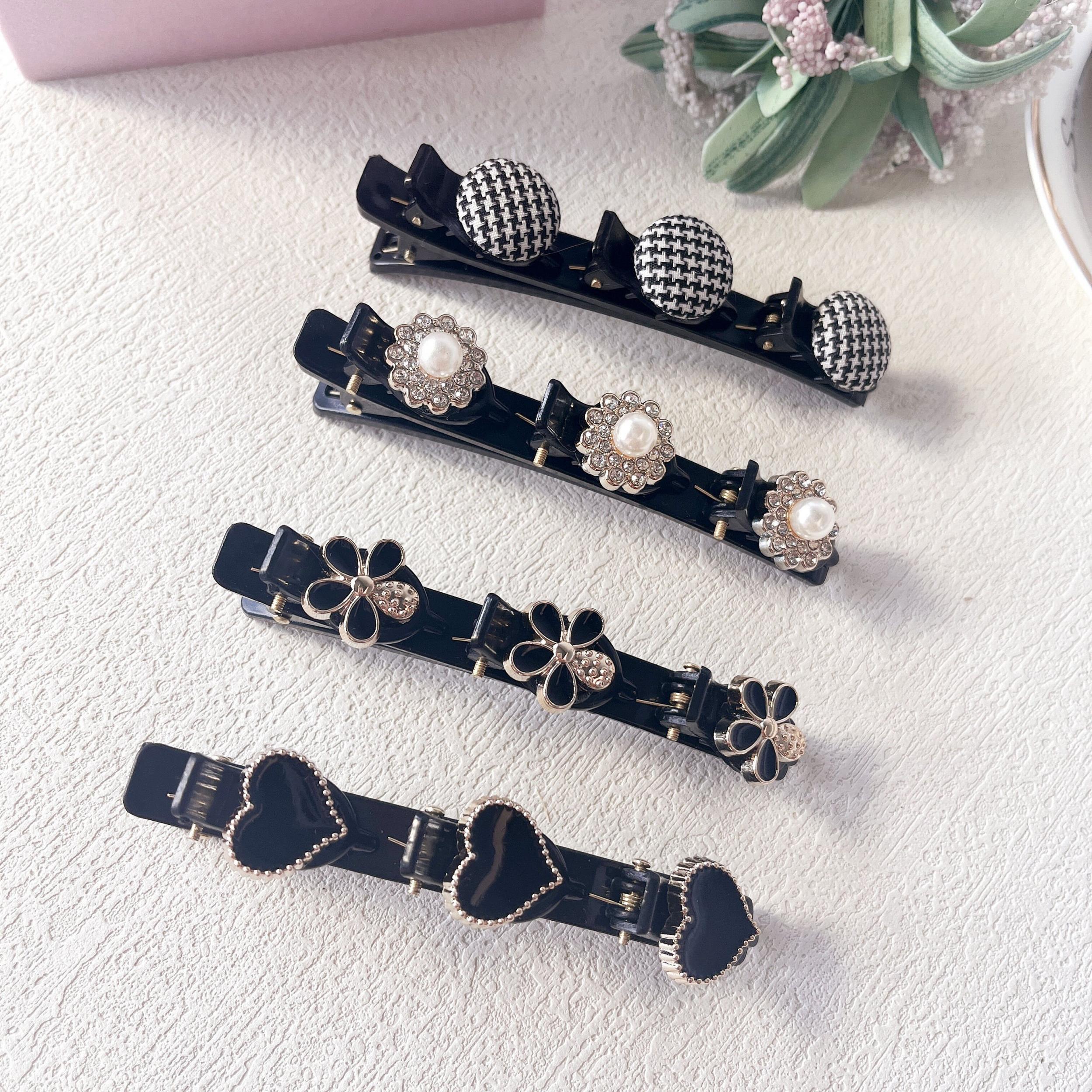 Sparkling Crystal Stone Hair Clips for Women with Four Leaf Clover Design
