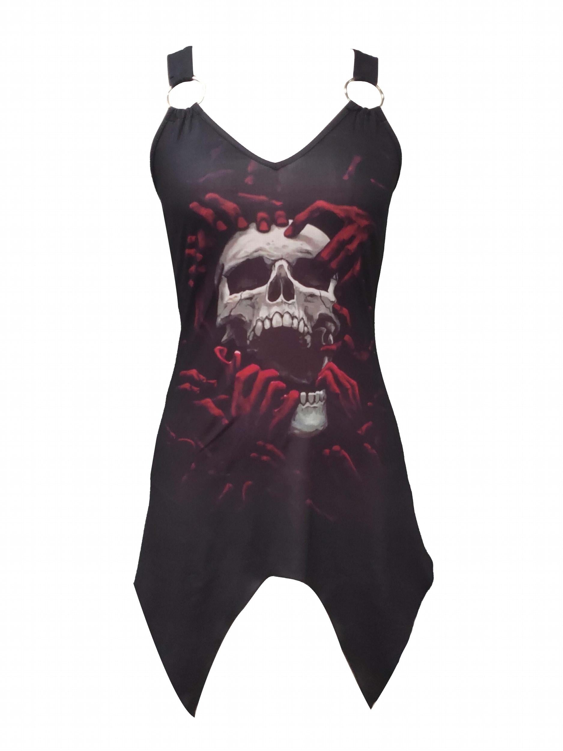 Gothic Skull Print Tank Top Sleeveless