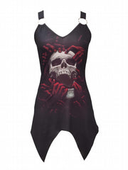 Gothic Skull Print Tank Top Sleeveless