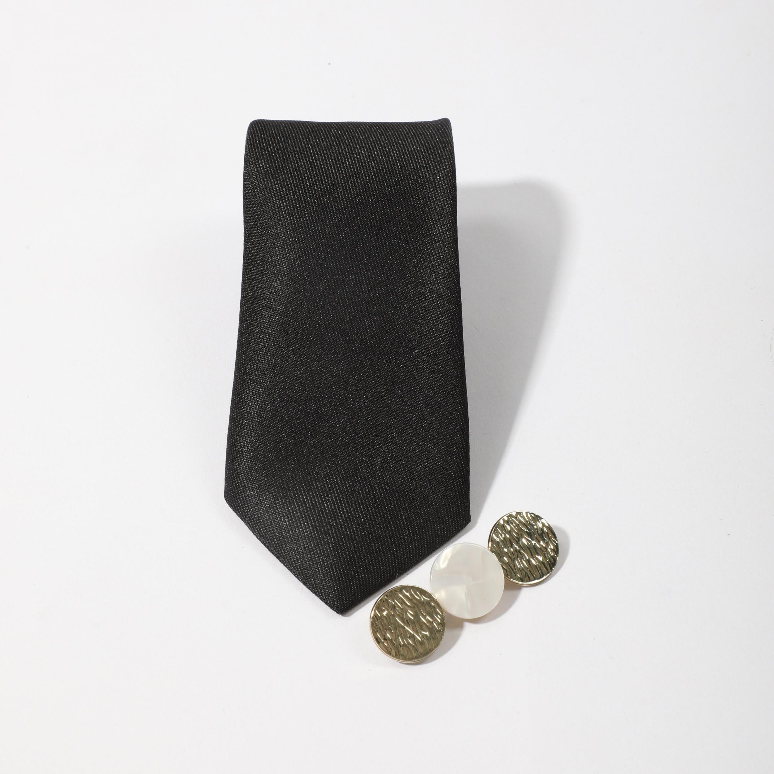 Preppy Tie Two Tone Disc Trim Neck Tie Shirt Decor