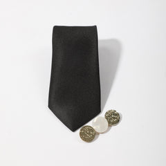 Preppy Tie Two Tone Disc Trim Neck Tie Shirt Decor