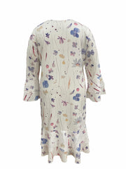  Floral Print Bell Sleeve Maxi Dress