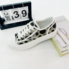 Women's Polka Dot Canvas Low Top Lace Up Sneakers