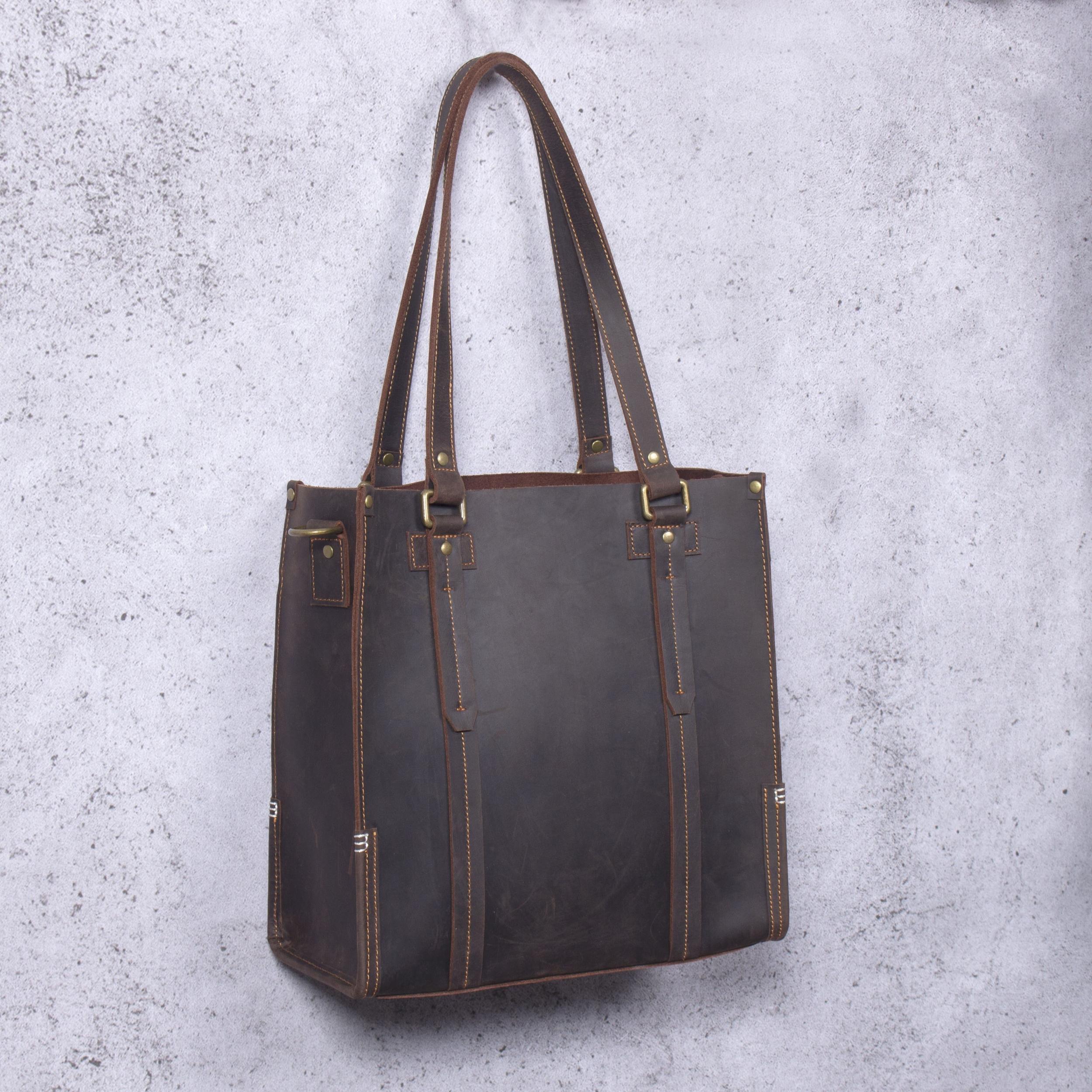 Genuine Leather Men's Tote Bag Shoulder Bag Briefcase