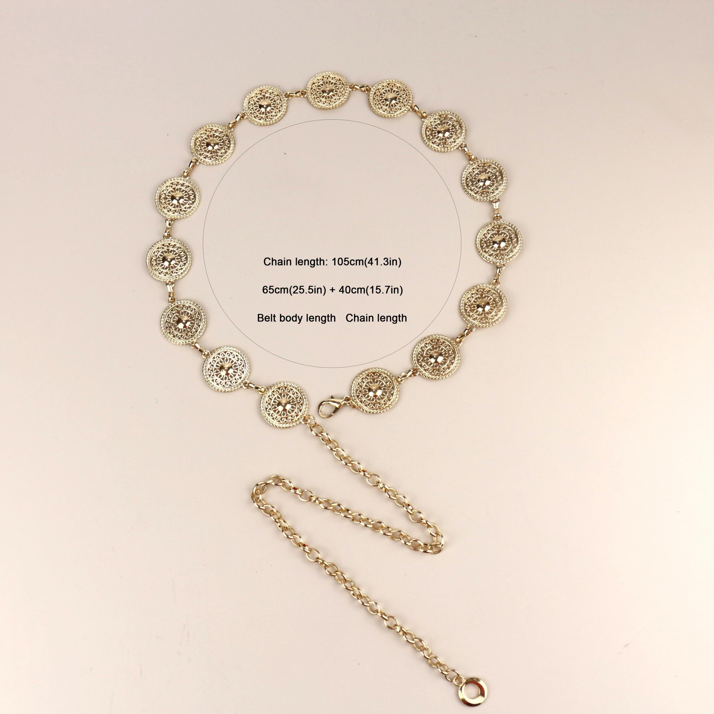Stylish Hollow Out Waist Chain Silvery Golden Metal Belt