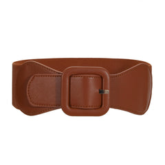 Vintage Square Buckle Wide Elastic Braided Belt Girdle Women Dress Accessories