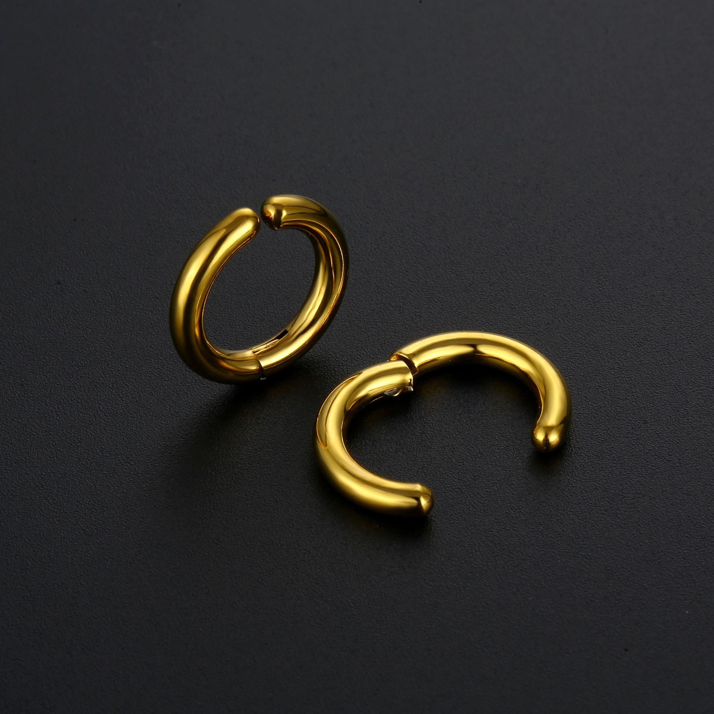 Stainless Steel Smooth Round Clip Earrings for Men