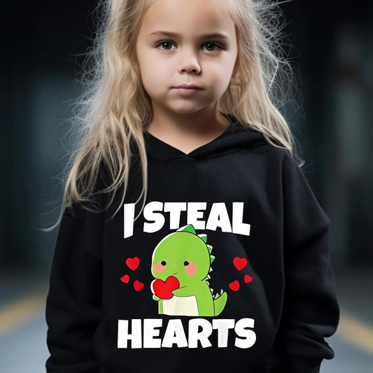 2pcs Dino Graphic Hoodies Pants Set Spring Fall Sports Gift Girls