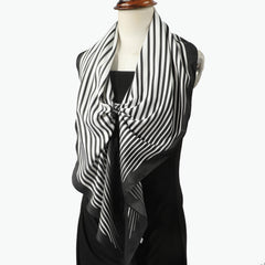 Stripe Print Rhombus Scarf Silk Shawl Women Head Wrap Satin Bandana