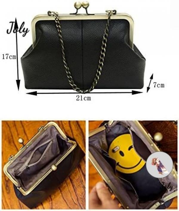 Retro Kiss Lock Pu Crossbag Diamonds Shoulder Handbag