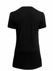  Solid Seam Detail Cut Out Sleeve Round Neck Medium Stre...
