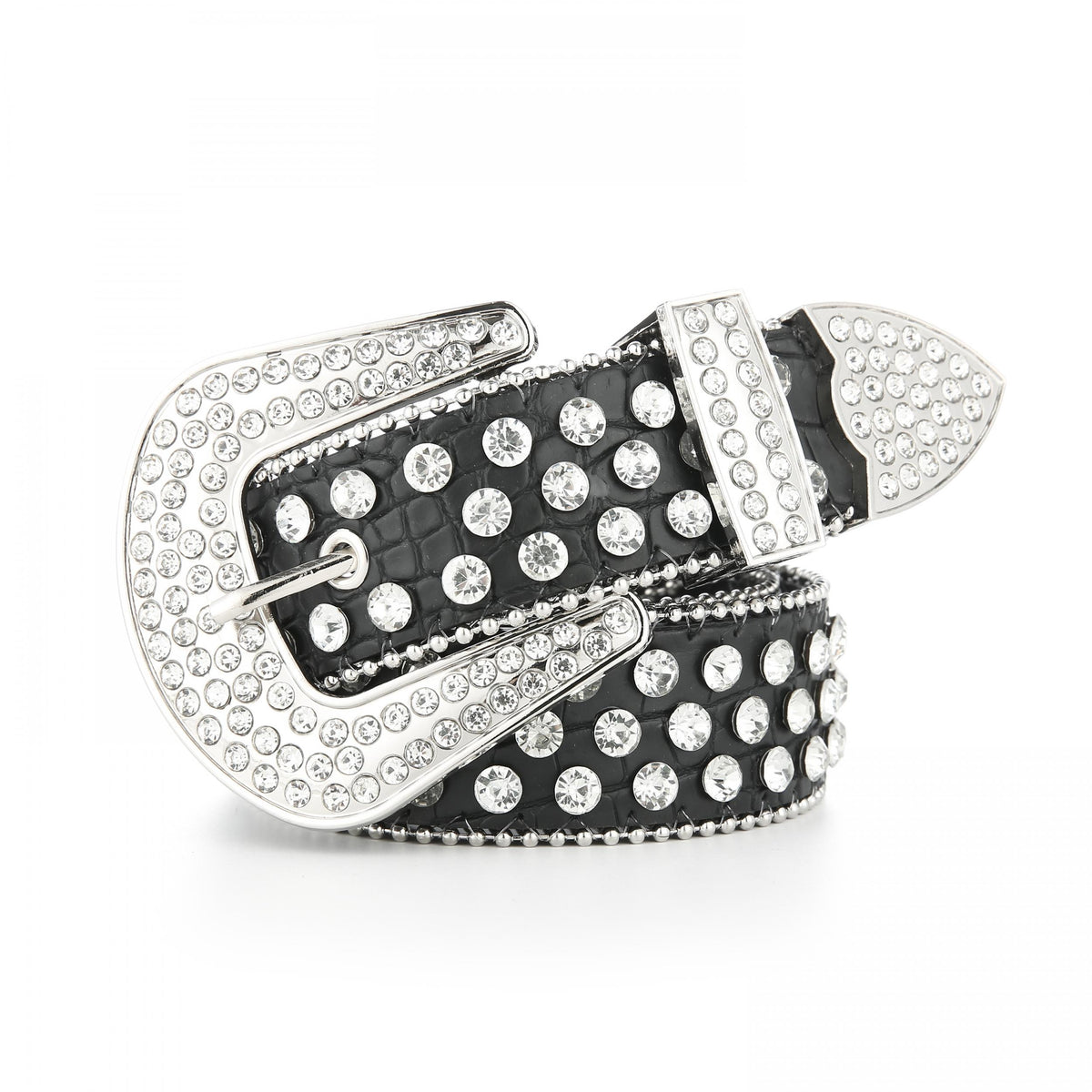 Y2K Rhinestone Decor PU Belt Sparkly Punk Cowboy Cowgirl Belt
