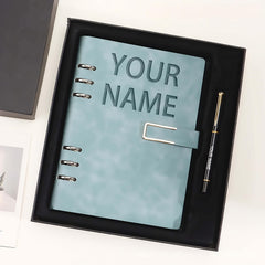 Personalized A5 Soft Cover Notebook, Metal Rings, Light Red