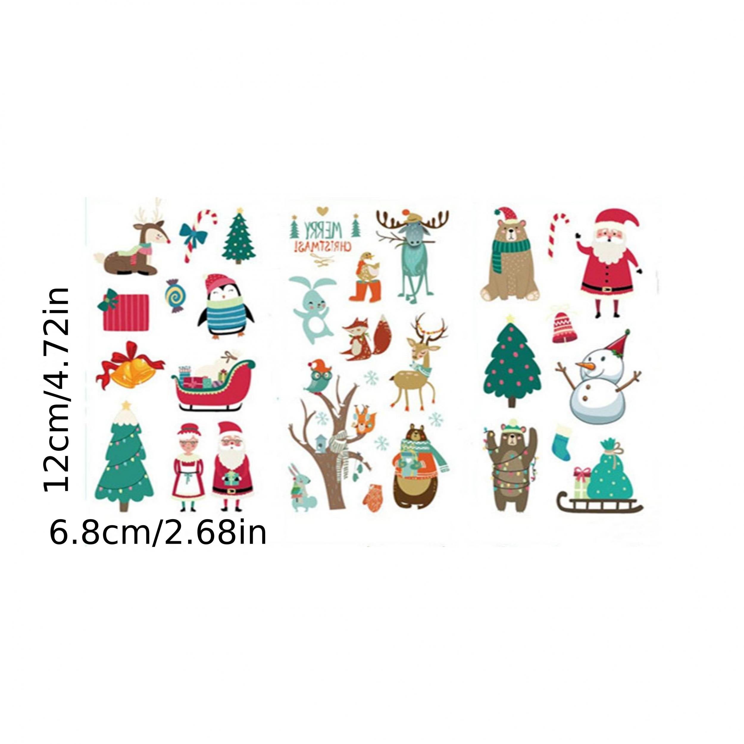 10pcs Christmas Tattoo Stickers Santa Claus Elk Christmas Tree Gift Waterproof