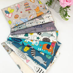 8pcs Cartoon Pattern Twill Cotton Fabric Precut DIY Sewing Bed Sheet Doll Cloth