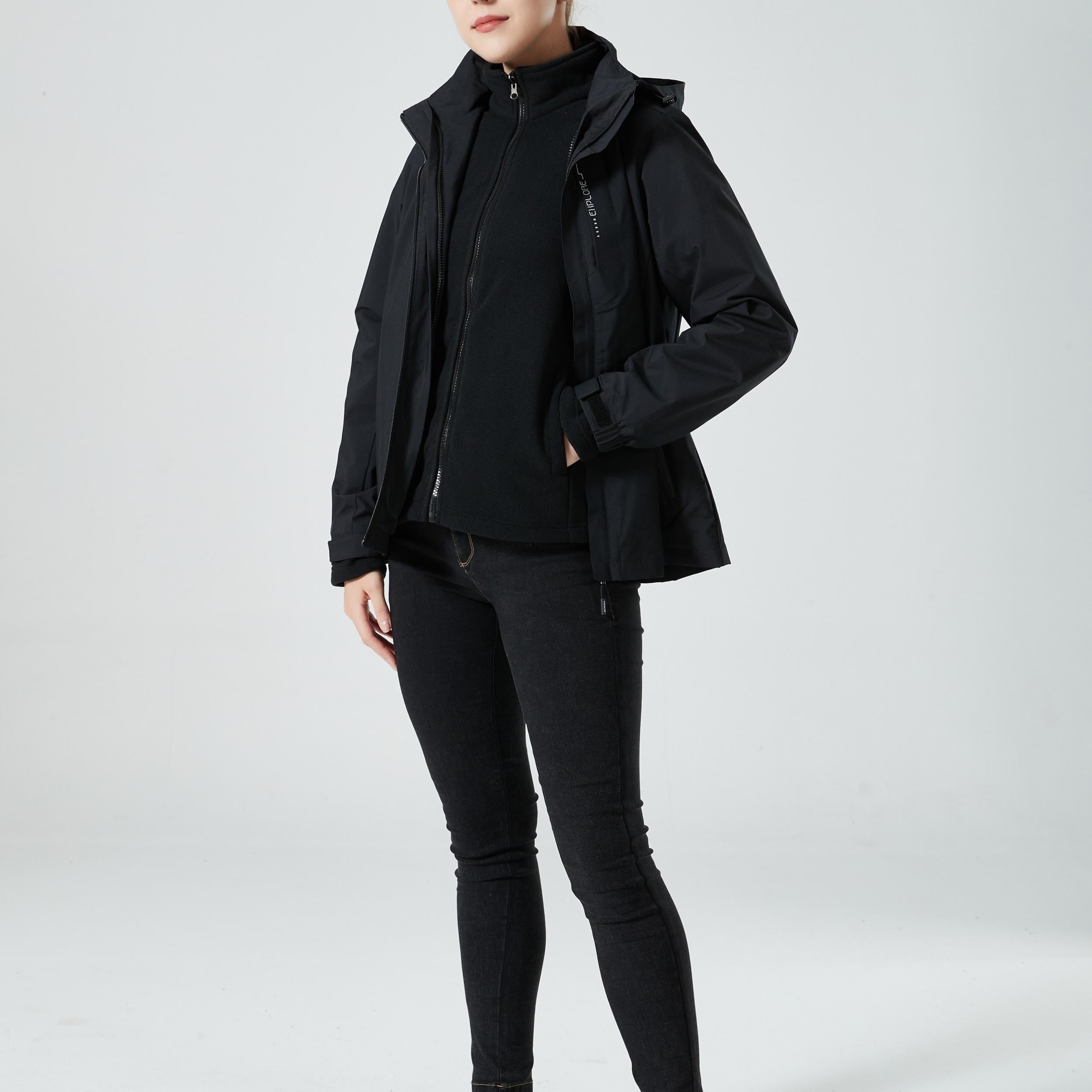 Women's 3-in-1 Outdoor Jacket, Thermal, Waterproof, Hardshell with Fleece