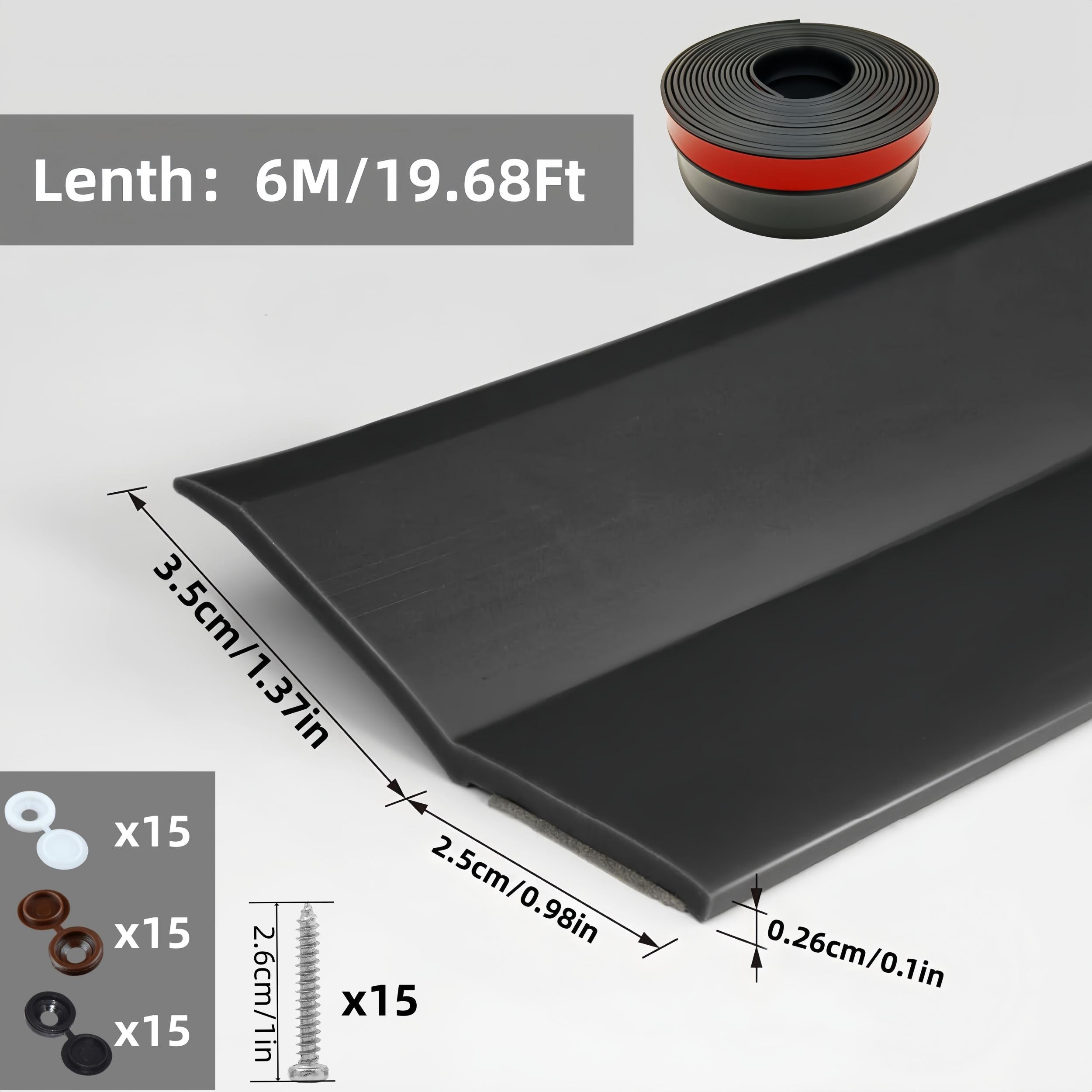 Garage Door Seal Top/Side 6.0m Brown Rubber Strip Weather Stripping