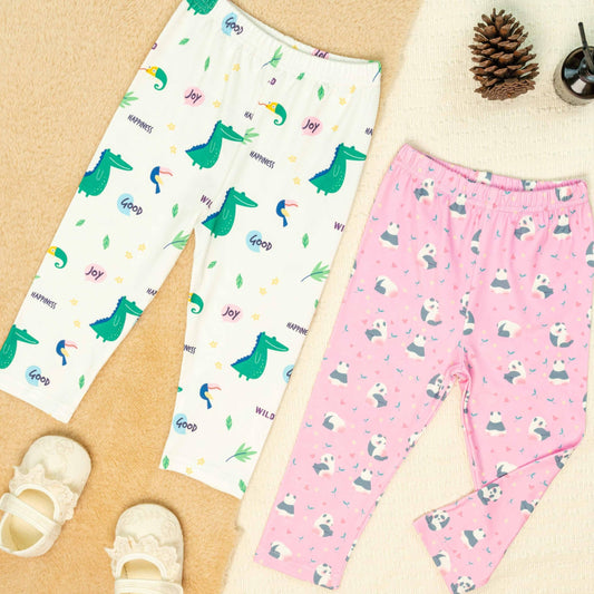 2pcs Toddler Baby Girls Cartoon Leggings Soft Ankle Tight Pants