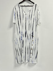  Tie Dye Button Decor Short Sleeve Dress