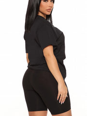 Casual 2 Piece Set Short Sleeve T-shirt & Biker Shorts Outfit