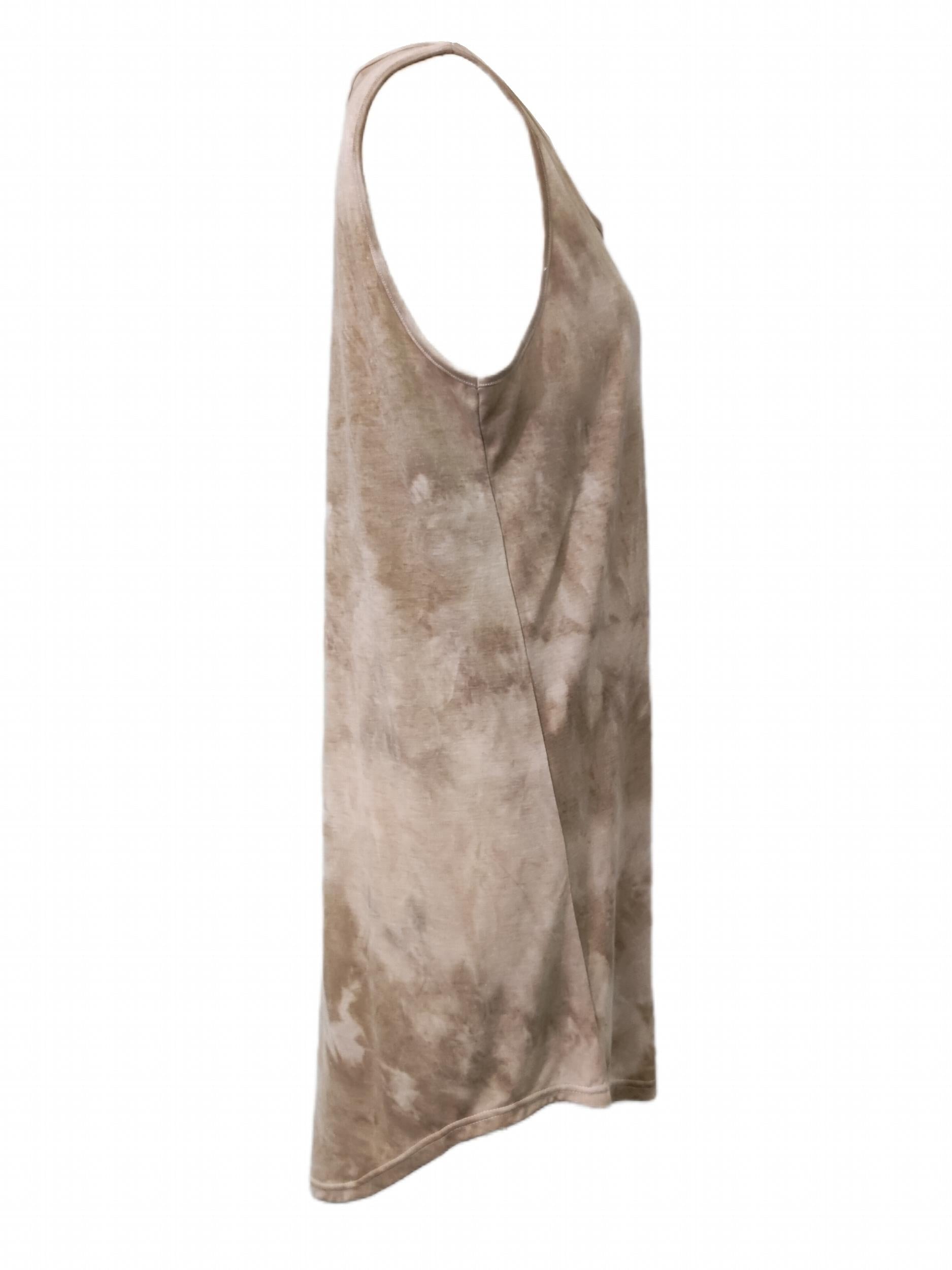 Tie Dye Print Lounge Dresses Crew Neck Sleeveless Home Dress Women's Loungewear