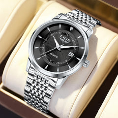 LIGE Quartz Watch Stainless Steel Strap Automatic Date Student Watch