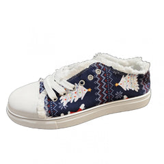 Women's Christmas Tree Pattern Flat Shoes with Raw Trim