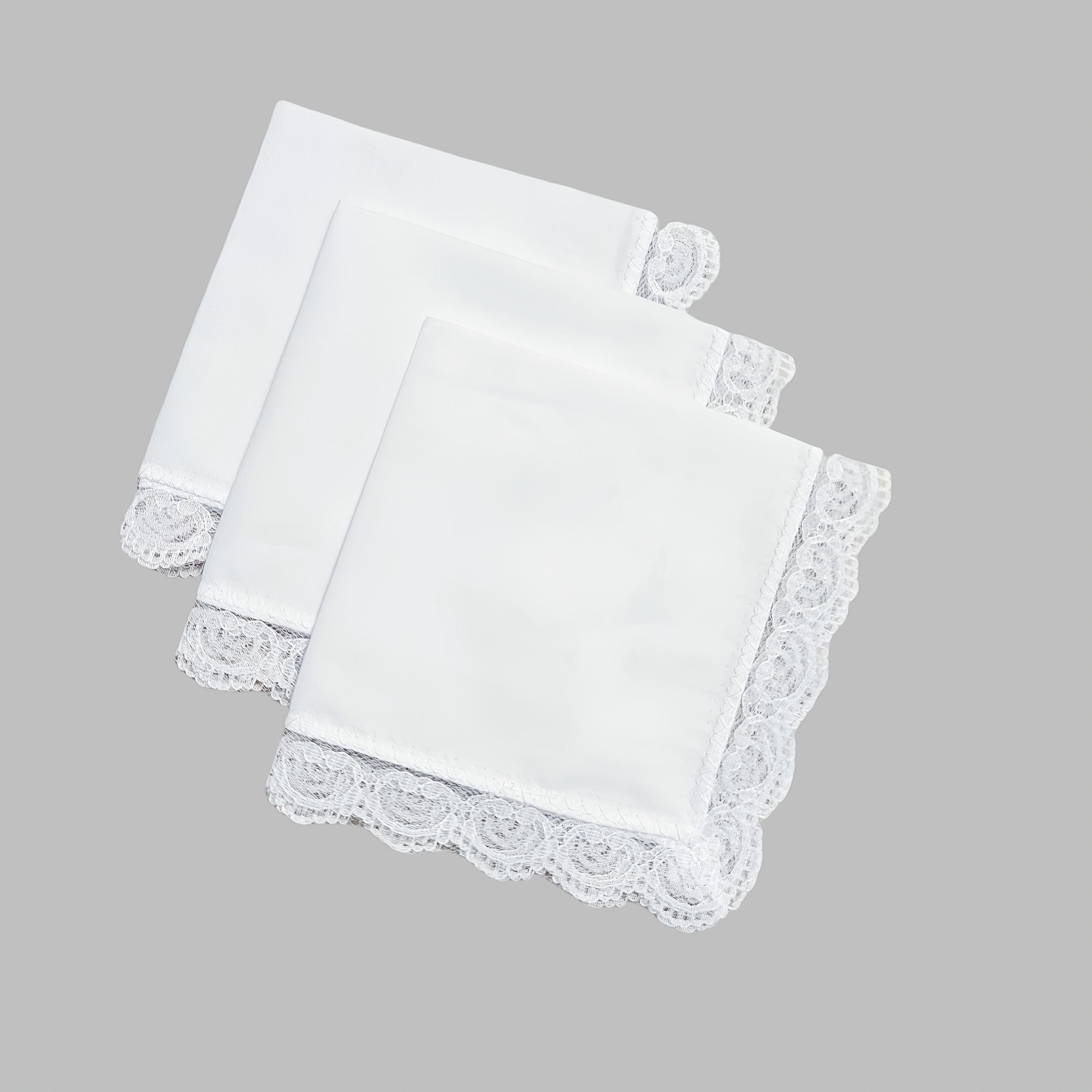 Personalized Embroidered Cotton Handkerchief with Lace Trim - Mother's Day Gift