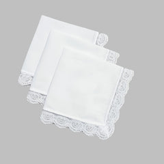 Personalized Embroidered Cotton Handkerchief with Lace Trim - Mother's Day Gift