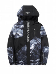 Men's Hooded Windproof Ski Jacket with Zip Pockets