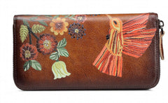 Artistic Leather Long Purse Woman Wallets Clutch Purse